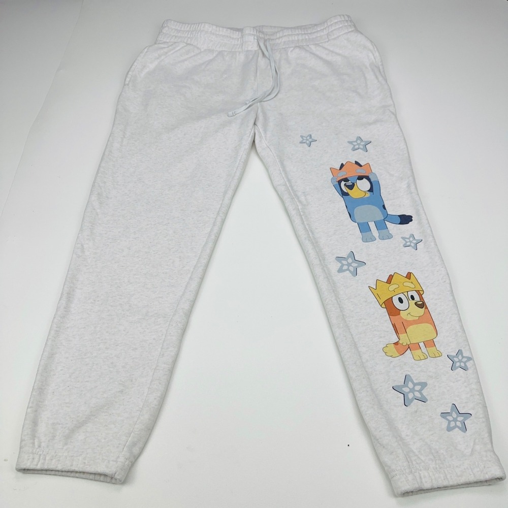Bluey Bingo Heather Gray Graphic Jogger Sweatpants Mens Womens L Crown Star